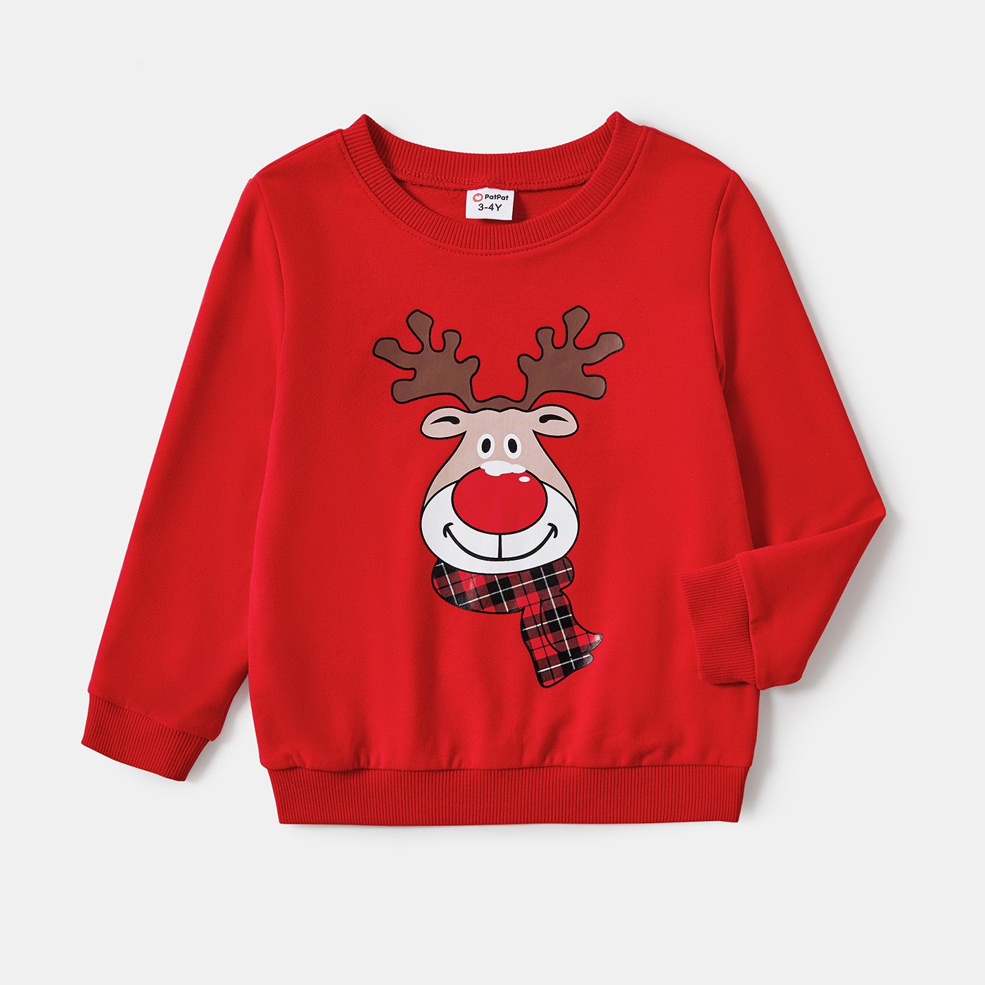 

Christmas Family Matching Reindeer Print Red Tops