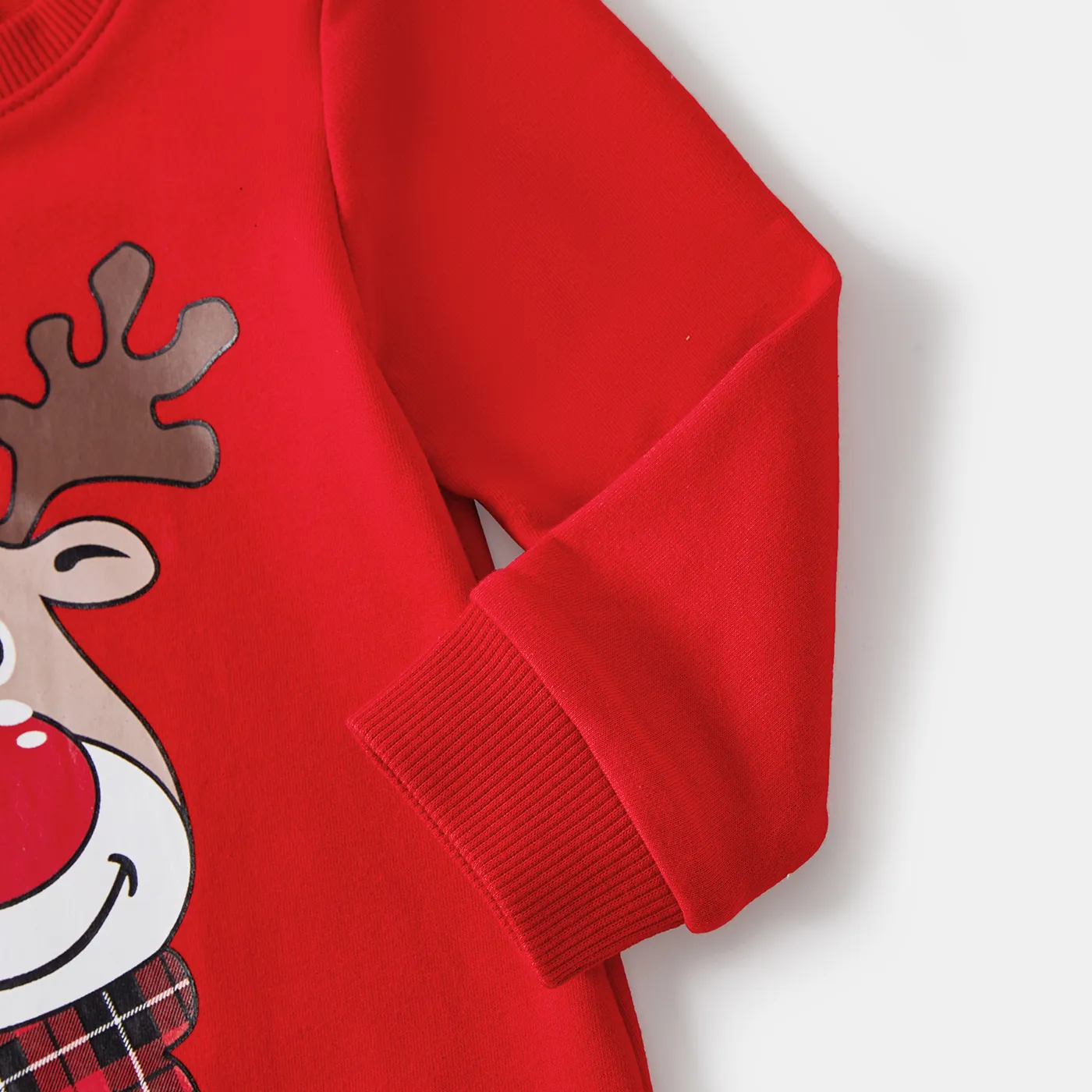 Christmas Family Matching Reindeer Print Red Tops  image 5