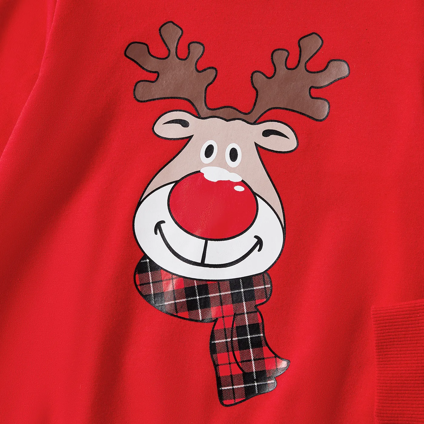 Christmas Family Matching Reindeer Print Red Tops  image 4