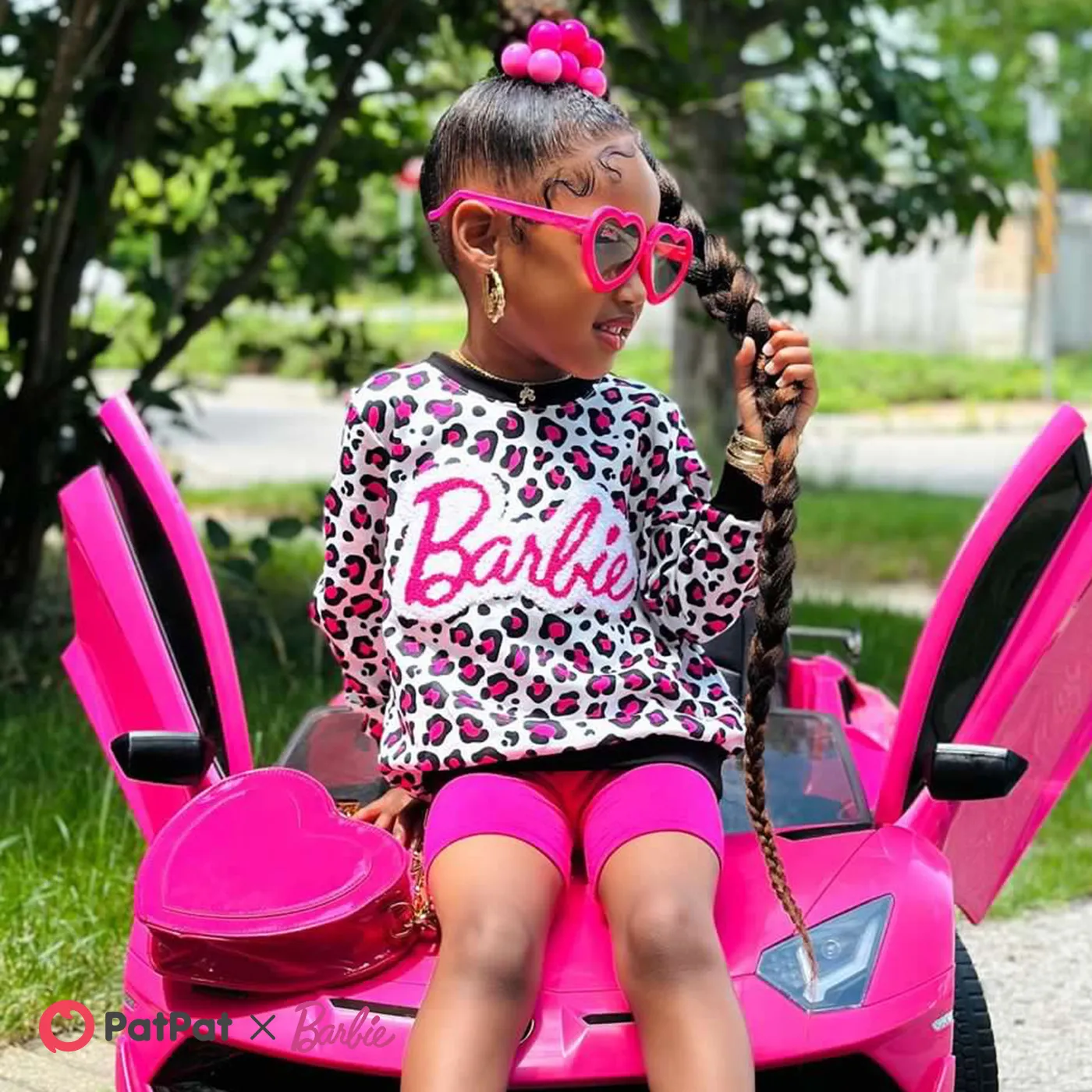 Barbie Toddler/Kid Girl Naia™ Letter Embroidered Leopard Pullover Sweatshirt   image 2