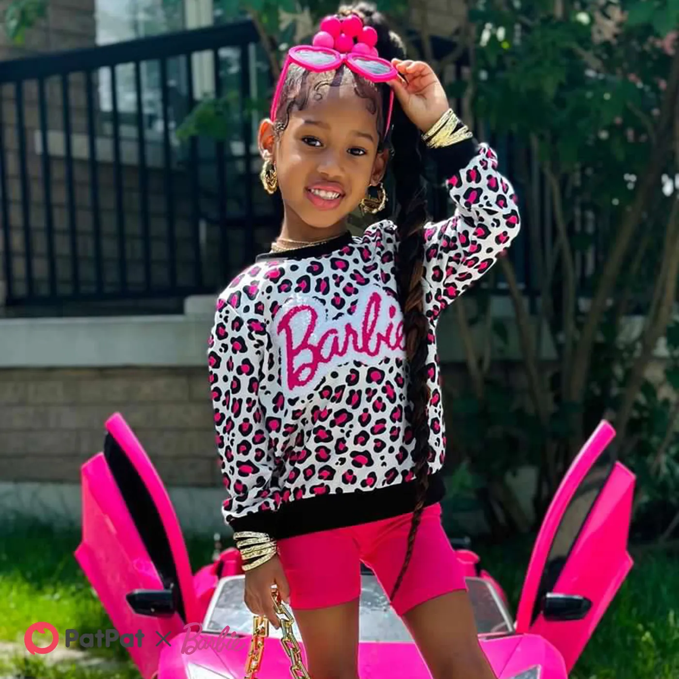 Barbie Toddler/Kid Girl Naia™ Letter Embroidered Leopard Pullover Sweatshirt   image 3