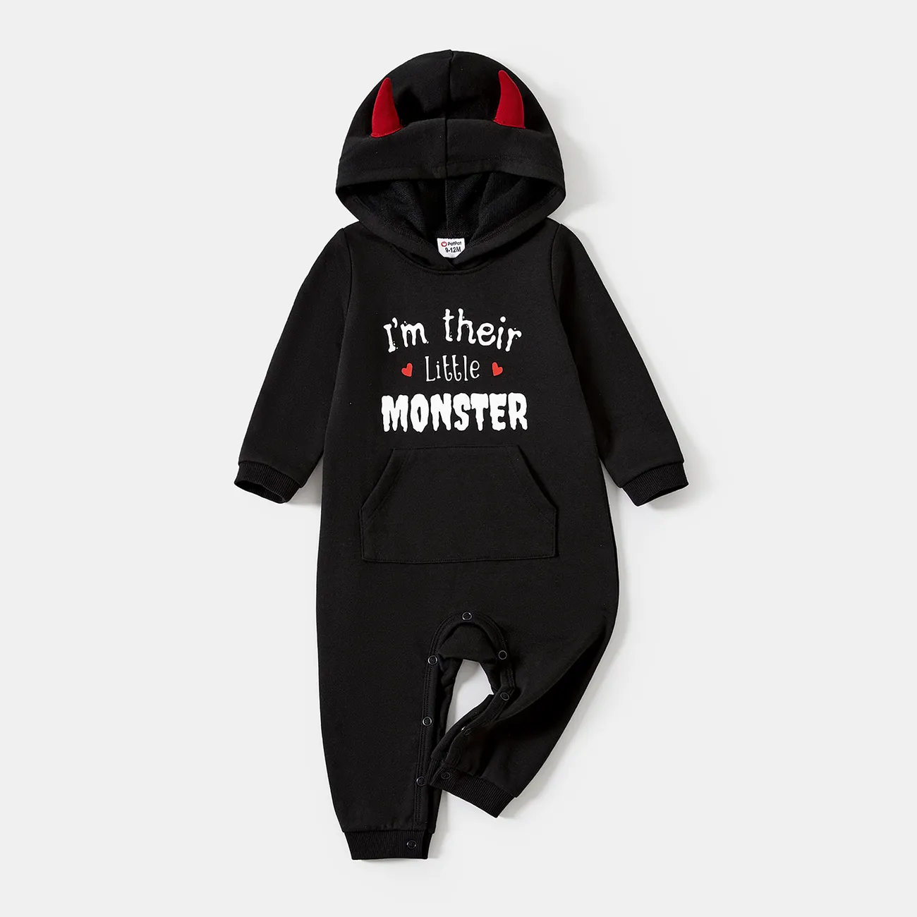 Halloween Family Matching Letter Print 3D Hoodie Design Long-sleeve Sweatshirt  Black big image 1
