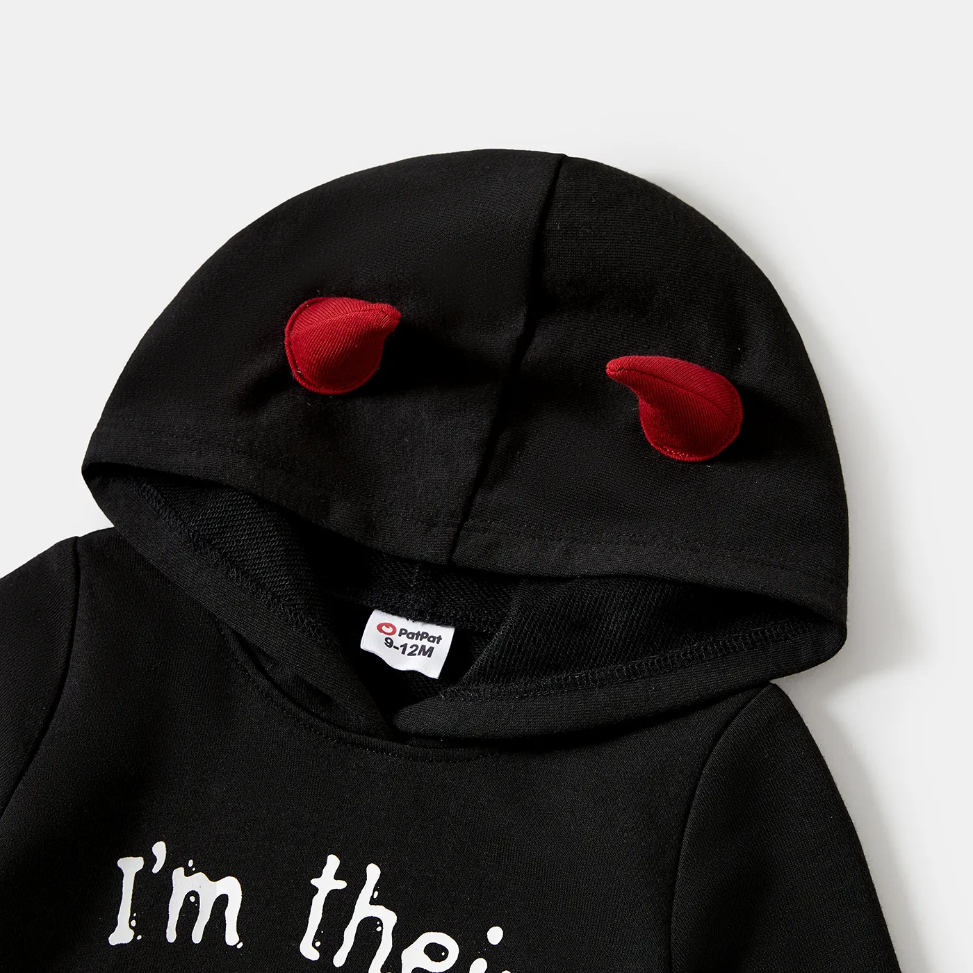 Halloween Family Matching Letter Print 3D Hoodie Design Long-sleeve Sweatshirt  Black image 3