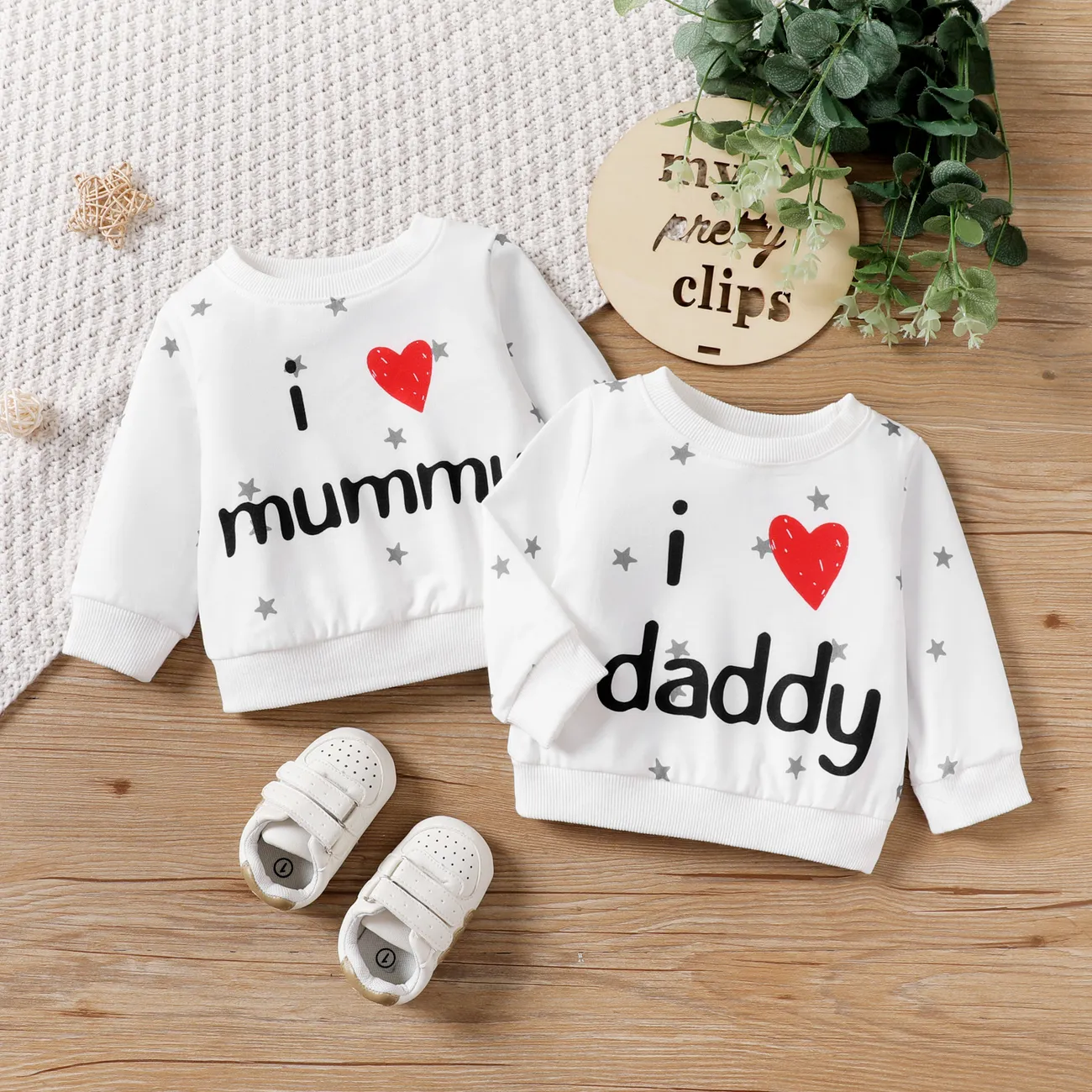 Sibling Matching Letters Print Casual Tops  big image 1
