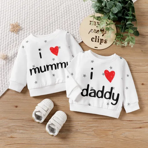 Sibling Matching Letters Print Casual Tops