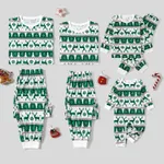 Christmas Family Matching Allover Reindeers Print Long-sleeve Green Pajamas Sets (Flame Resistant)  image 5