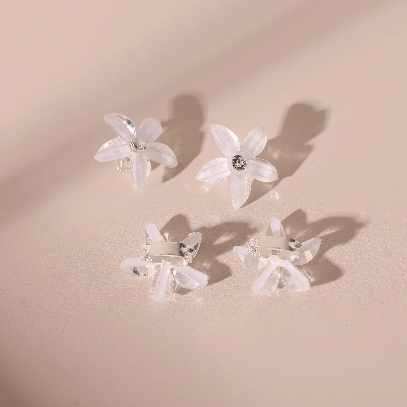 10-PACK طفل صغير / طفل على شكل زهرة مشبك شعر للفتاة اللون البيج image 2
