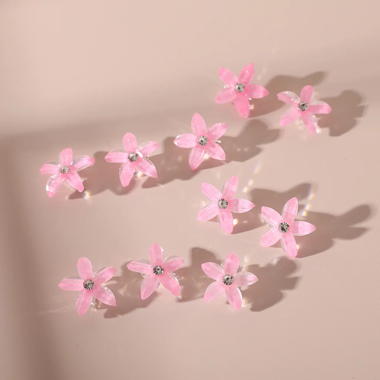 10er-Pack Haarspange in Blumenform für Kleinkinder/Kinder für Mädchen rosa big image 1
