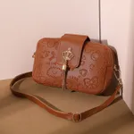 Girls exquisite print camera bag, shoulder/cross-body dual-use bag Brown