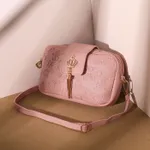 Girls exquisite print camera bag, shoulder/cross-body dual-use bag Pink