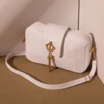 Girls exquisite print camera bag, shoulder/cross-body dual-use bag White