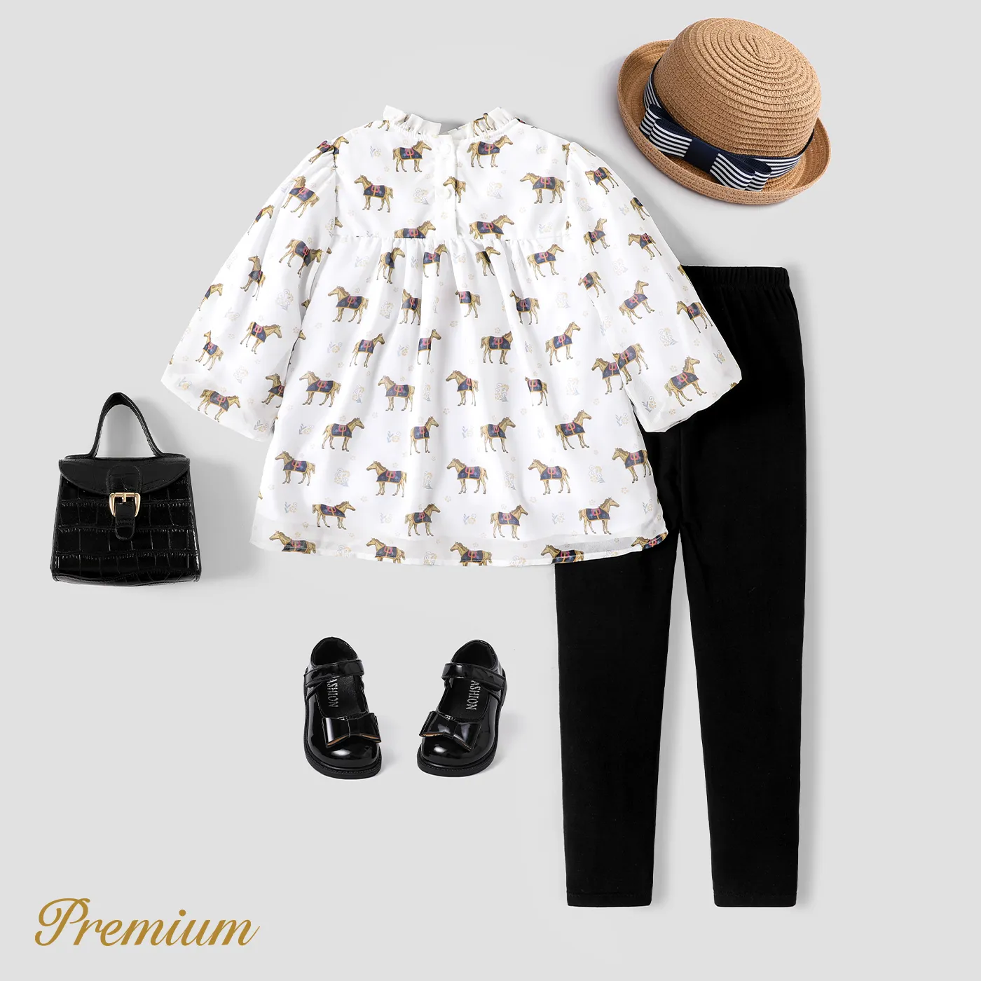 2pcs Cotton/Polyester Blend Girl's Elegant Medium Thickness  Smocking Suits with Animal Pattern  image 5