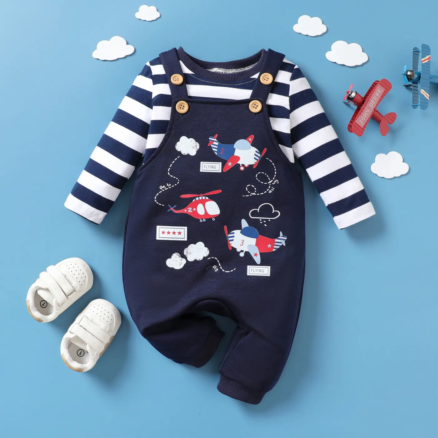 2pcs Baby Boy Airplane Pattern Hanging Strap Set