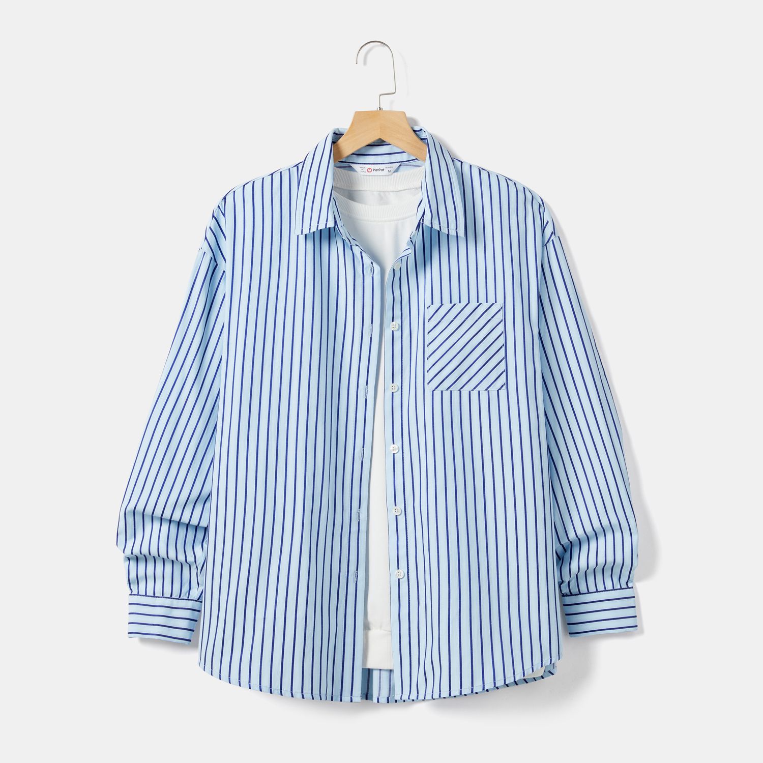 

Family Matching Cotton Long-sleeve Stripe Blue Shirts Tops