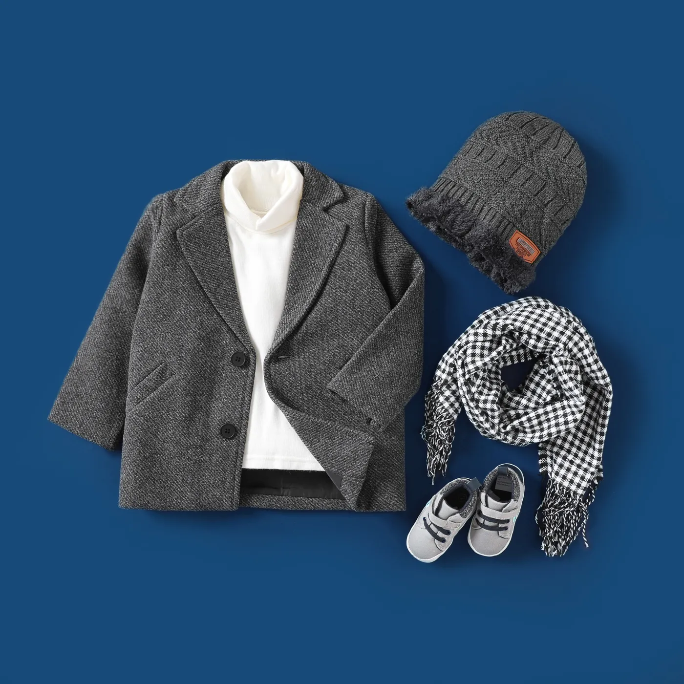 Toddler Boy Solid Botton Design Windbreak Lapel Coat