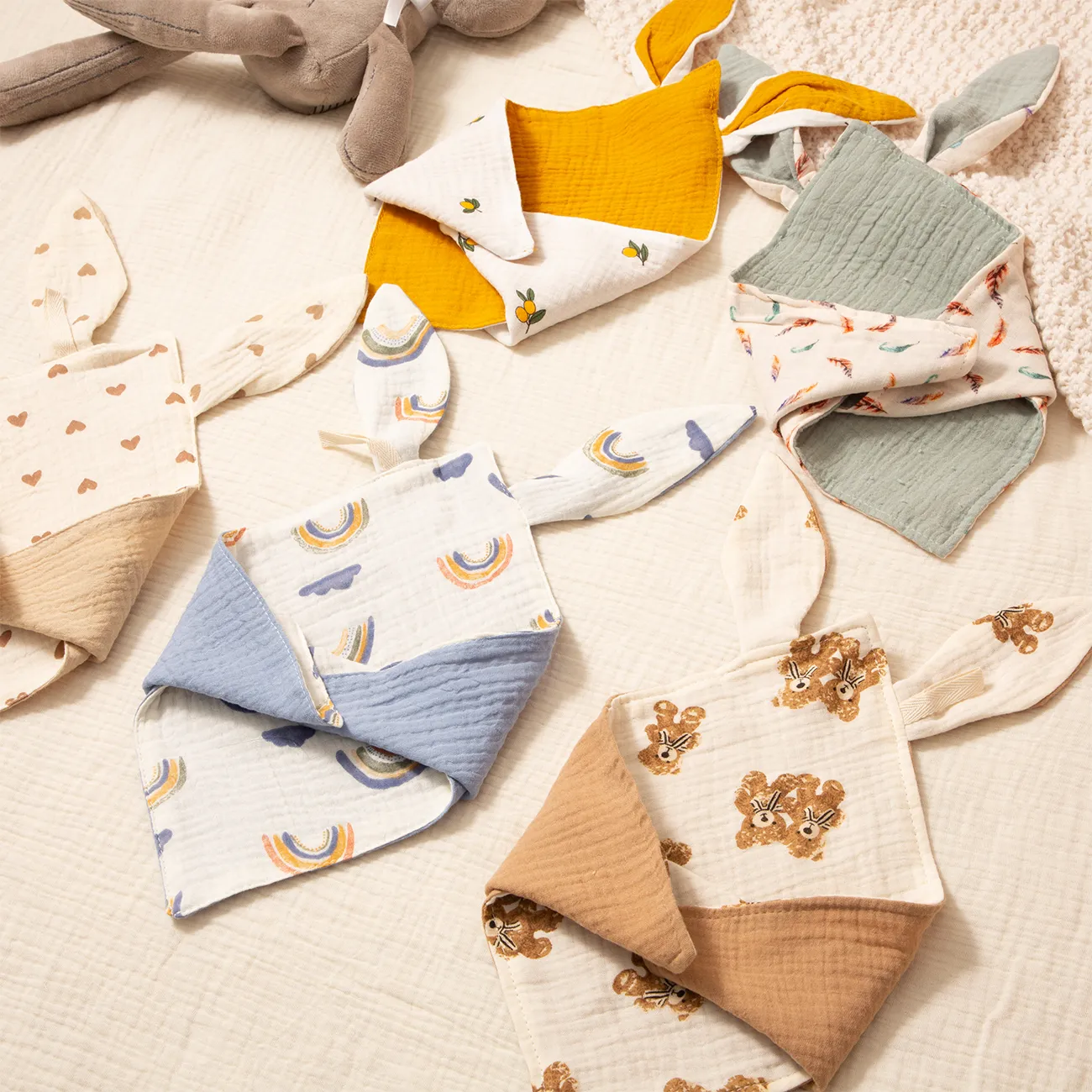Baby Cotton Gauze Double-Layered Drool Bib Brown image 4