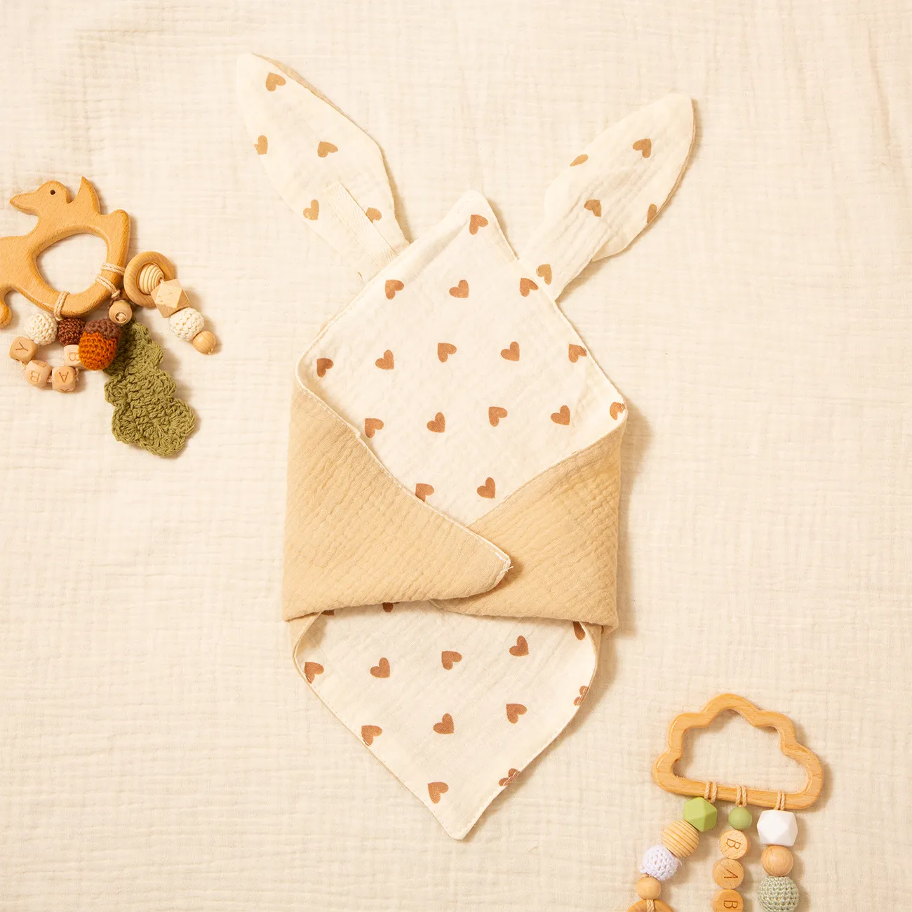 Baby Cotton Gauze Double-Layered Drool Bib Khaki