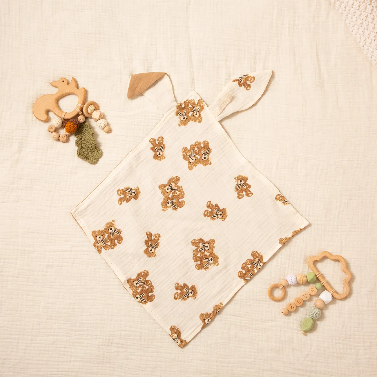 Baby Cotton Gauze Double-Layered Drool Bib Brown image 5