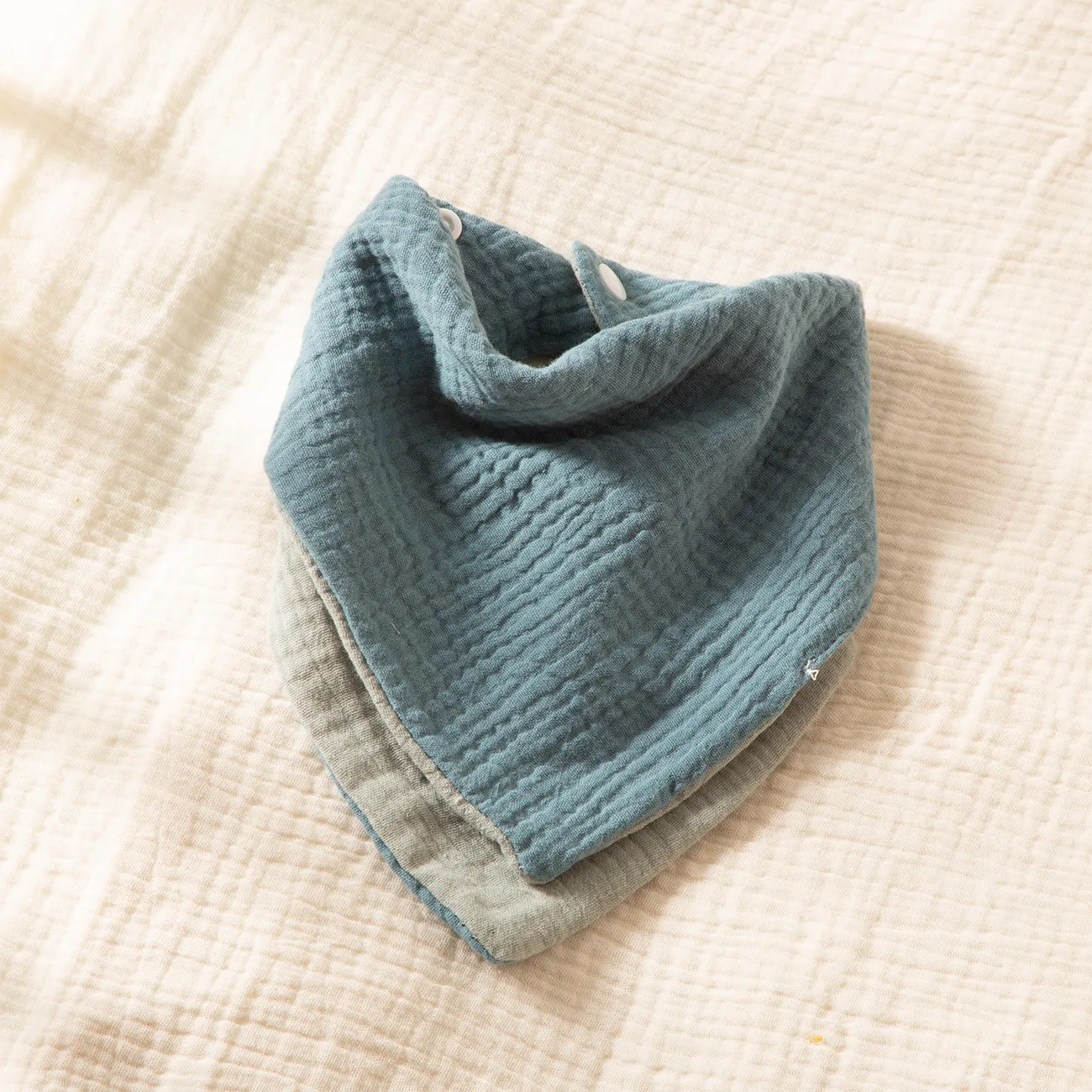 Cotton Dual-colored Triangle Baby Bibs for Boys Light Blue image 3