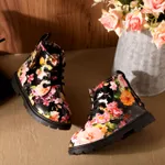 Toddler & Kid Floral Print Side Zipper Boots Black