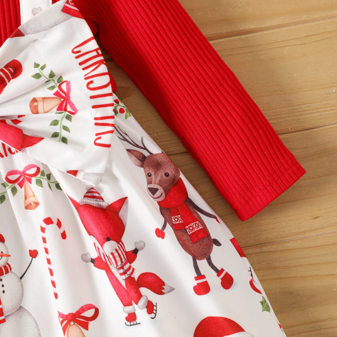 聖誕節 嬰兒 立體造型 甜美 長袖 連衣裙 紅色 big image 1