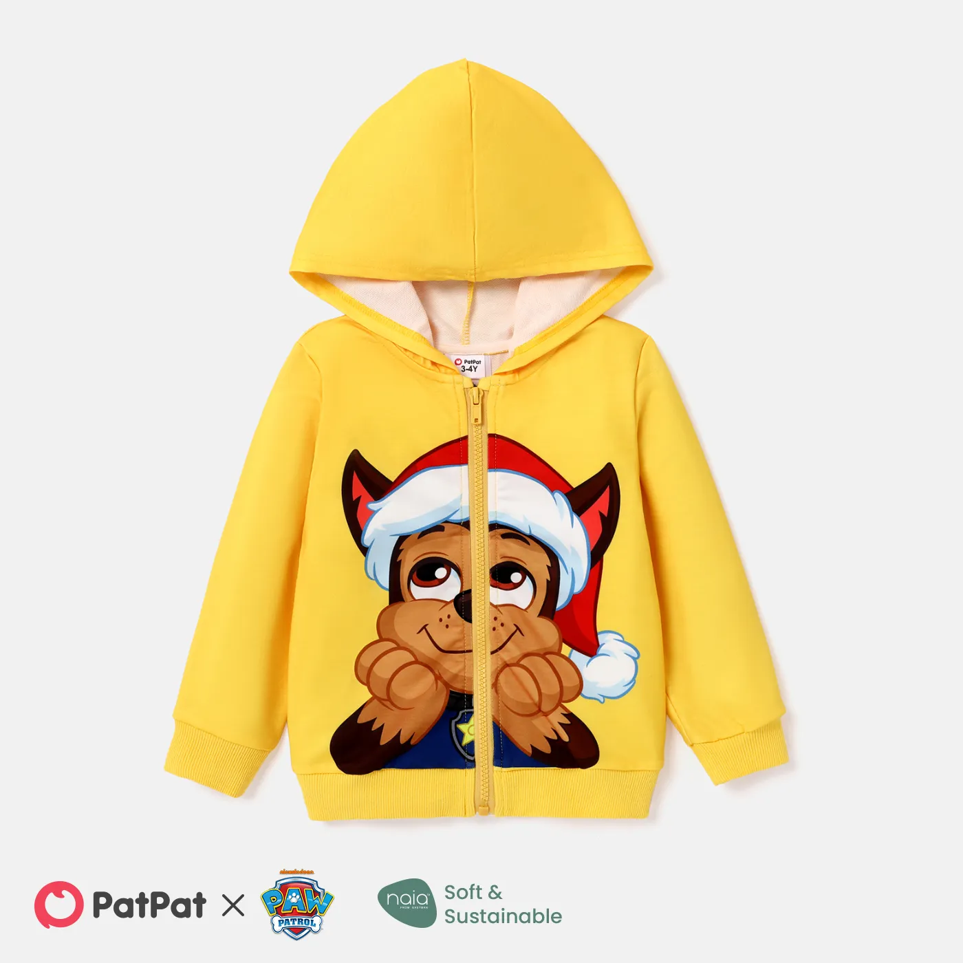 PAW Patrol Toddler Boy/Girl Christmas Big Graphic Zip-up Hooded Jacket Yellow