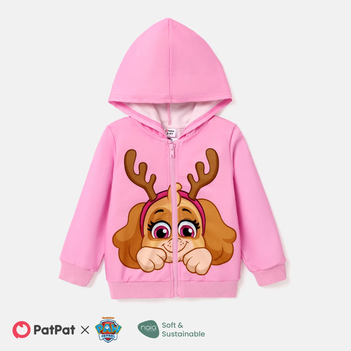 PAW Patrol Toddler Boy/Girl Christmas Big Graphic Zip-up Hooded Jacket Pink