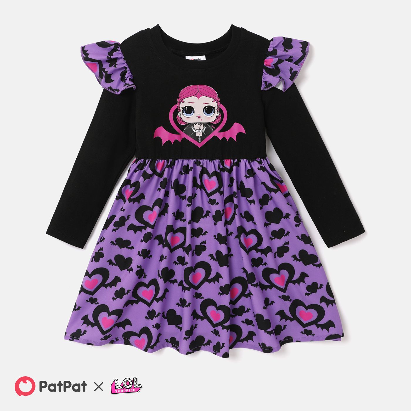 

L.O.L. SURPRISE! Toddler Girl Halloween Letter & Character Print Long-sleeve Dress