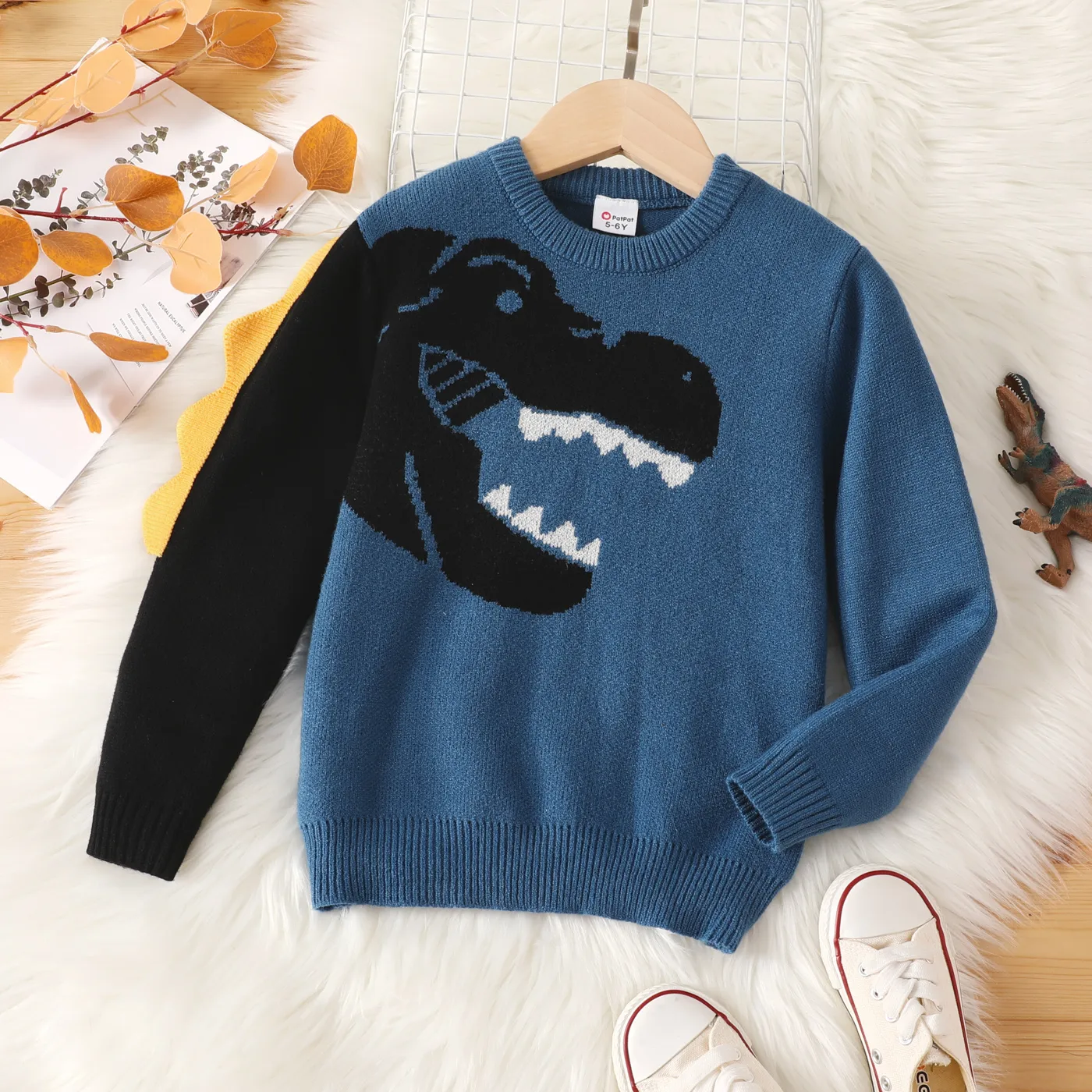 Kid Boy 3D Design Dinosaur Pattern Sweater   image 6
