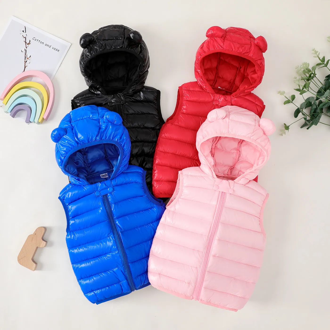 Toddler Boy/Girl Childlike 3D Ear Design Solid Vest Coat