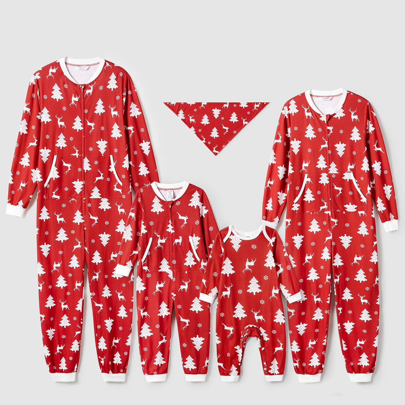 

Christmas Tree and Reindeer Allover Print Family Matching Long-sleeve Onesies Pajamas Sets (Flame Resistant)