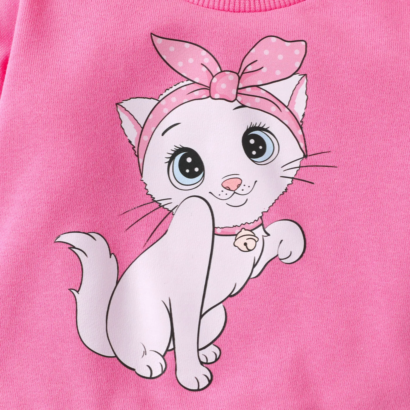 3PCS Girl‘s Childlike Cat Pattern Distressed Patchwork Denim Jean set   image 4