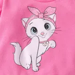 3PCS Girl‘s Childlike Cat Pattern Distressed Patchwork Denim Jean set  baby Pink image 4