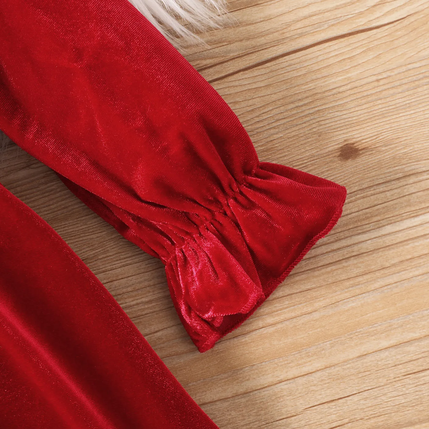 Toddler Girl Solid Color Christmas Sweet Ruffle Dress   image 4
