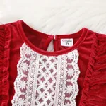 Toddler Girl Solid Color Christmas Sweet Ruffle Dress   image 3