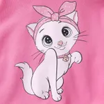 3PCS Girl‘s Childlike Cat Pattern Distressed Patchwork Denim Jean set  toddler Pink image 4