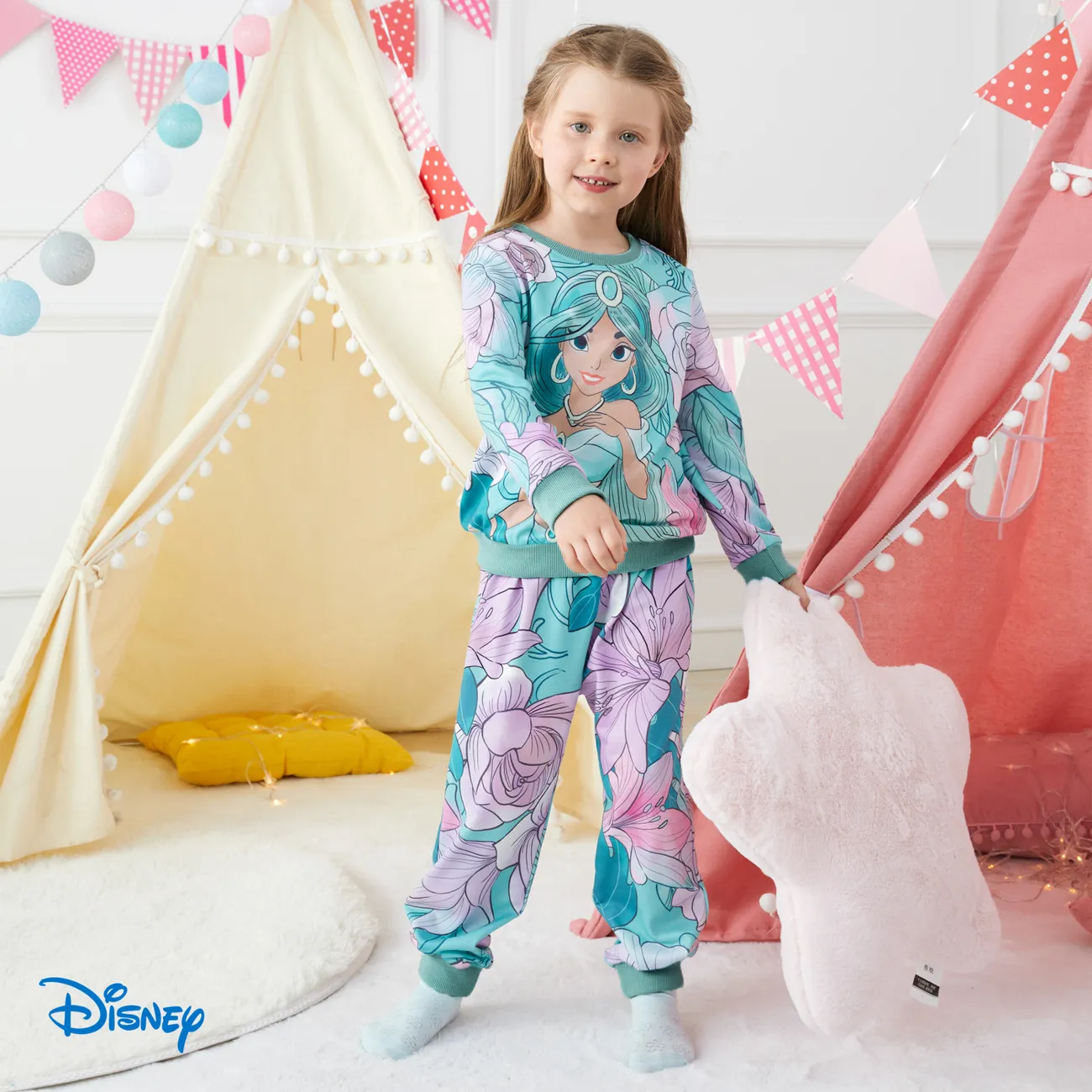 Disney Princess 2 unidades Niño pequeño Chica Infantil conjuntos de sudadera Turquesa big image 1