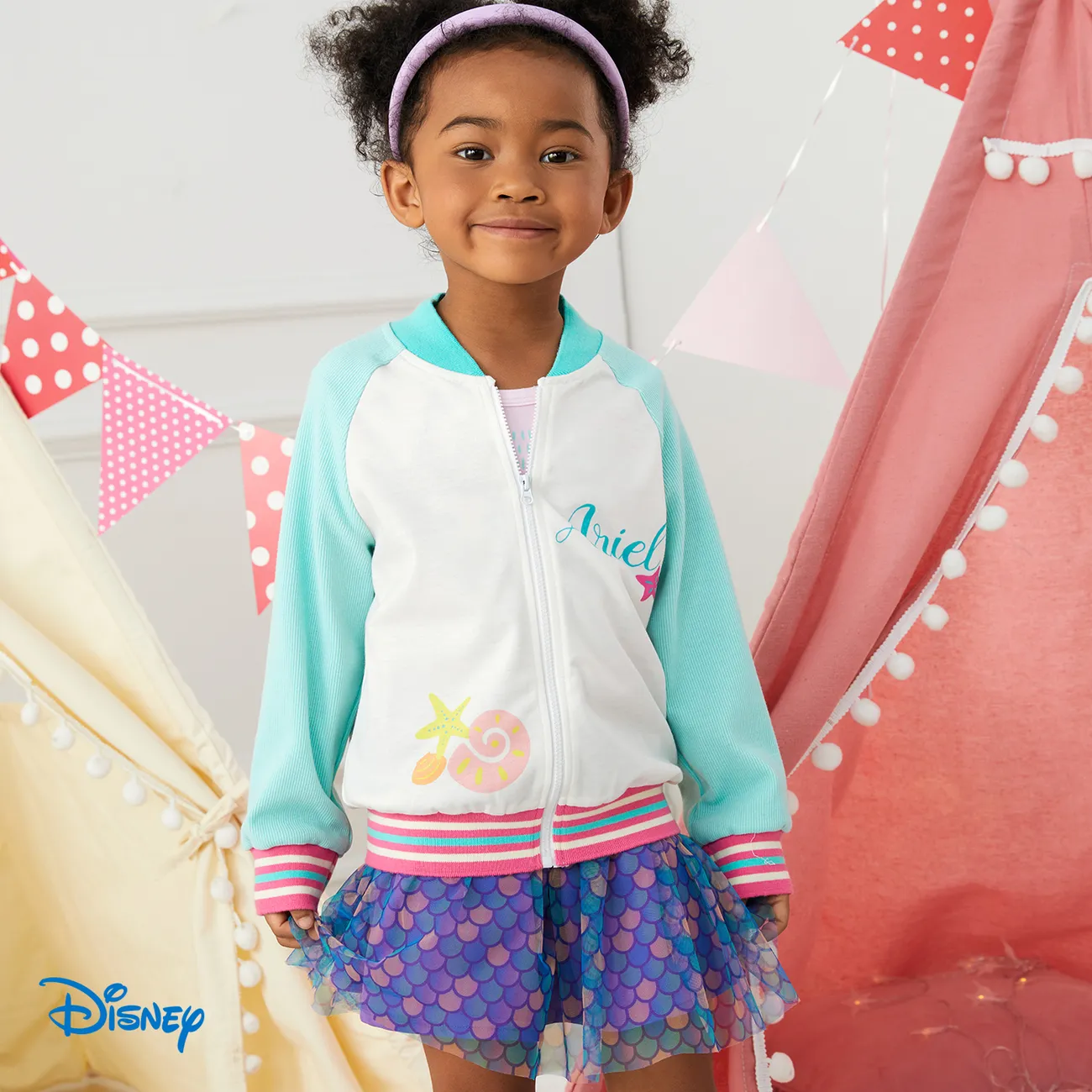 Disney Princess معطف وسترة 2 - 6 سنوات حريمي ياقة قائمة شخصيات متعدد الألوان big image 1
