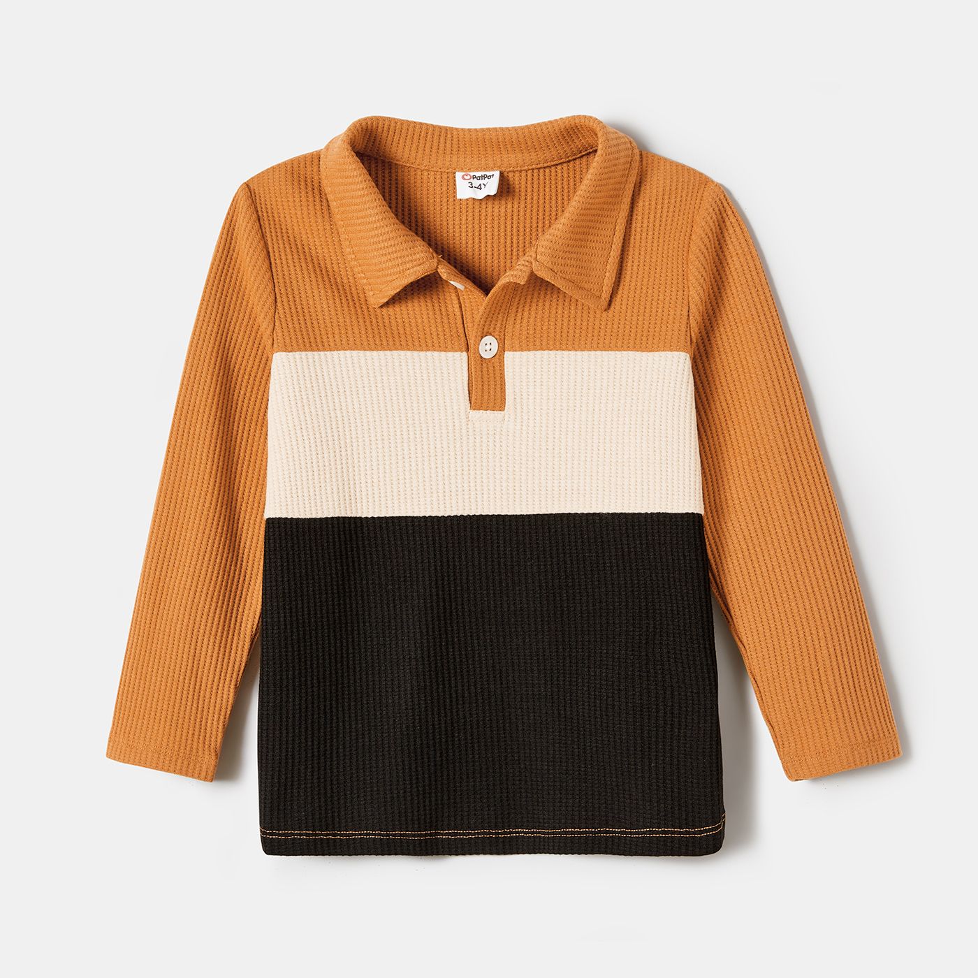 

Family Matching Ribbed Lapel Collar Long-sleeve Tops and V-neck Belted Dresses Sets