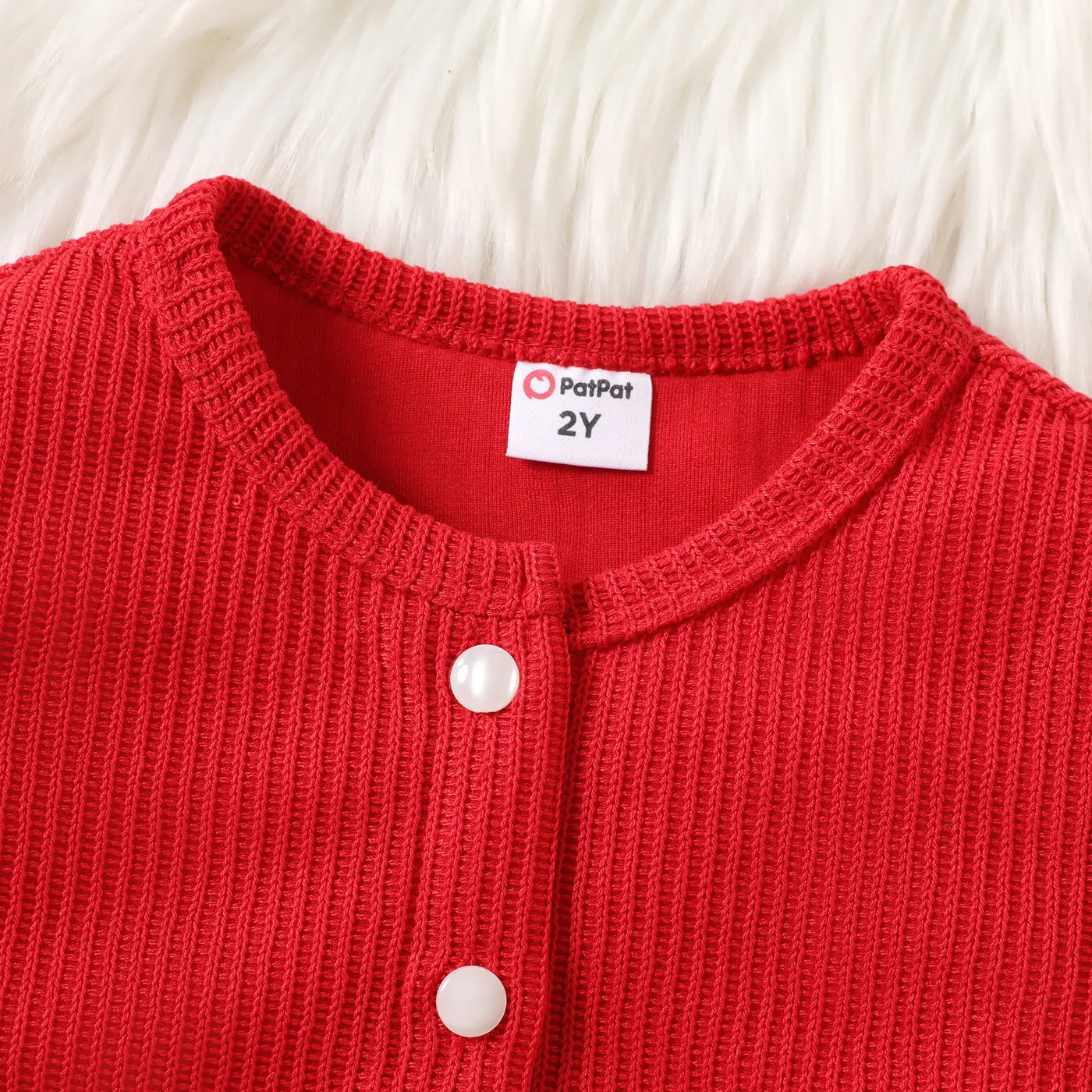 2PCS Toddler Girl  Childlike Button Feature Christmas Coat/Skirt Set
 Red image 3