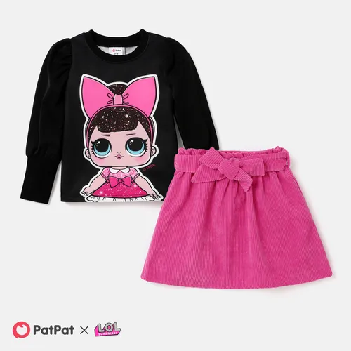 L.O.L. SURPRISE! Toddler Girl 2pcs Character Print Long-sleeve Top and Skirt Set