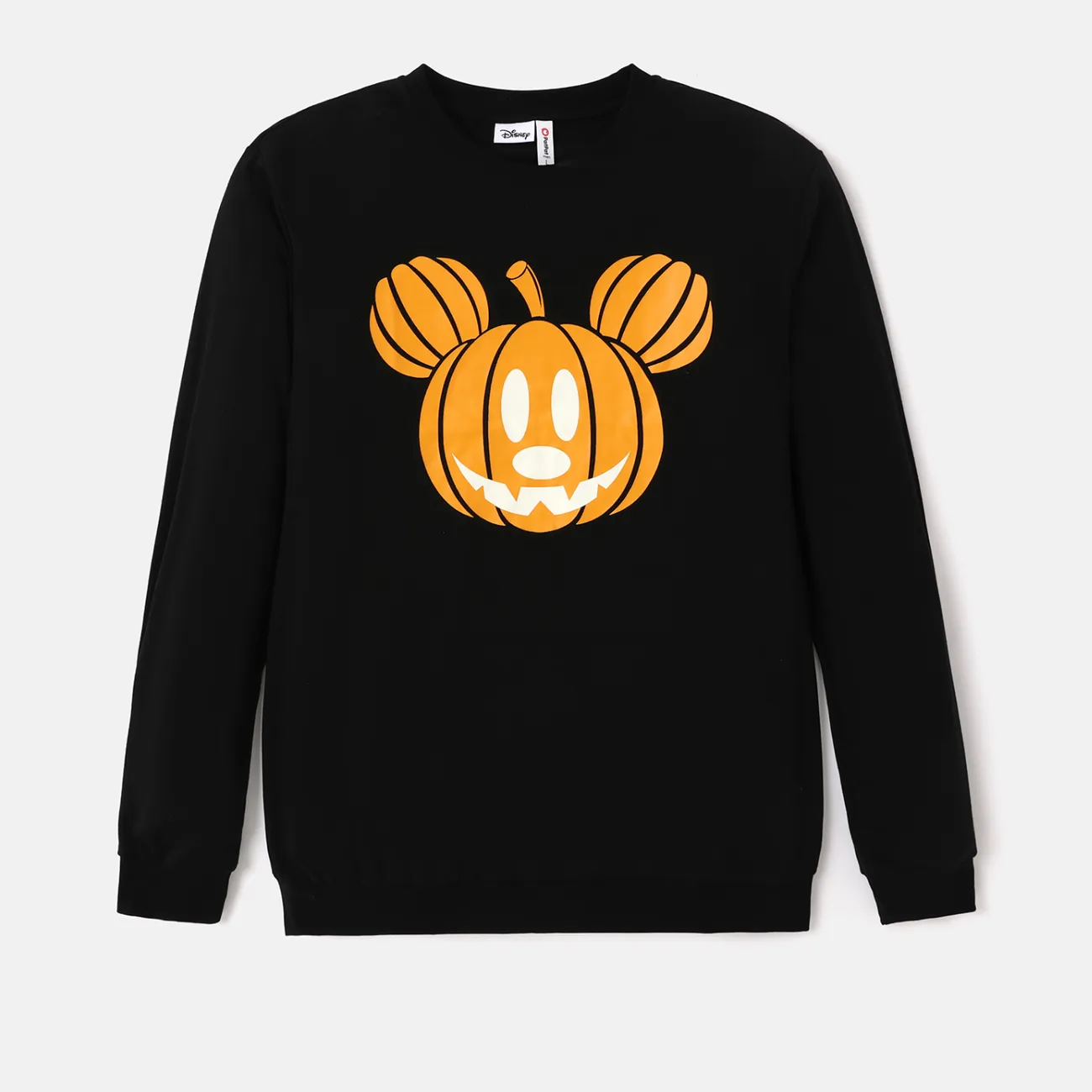 Disney Mickey and Friends Halloween Glow In The Dark Family Matching Pumpkin Print Long-sleeve Tops Black big image 1