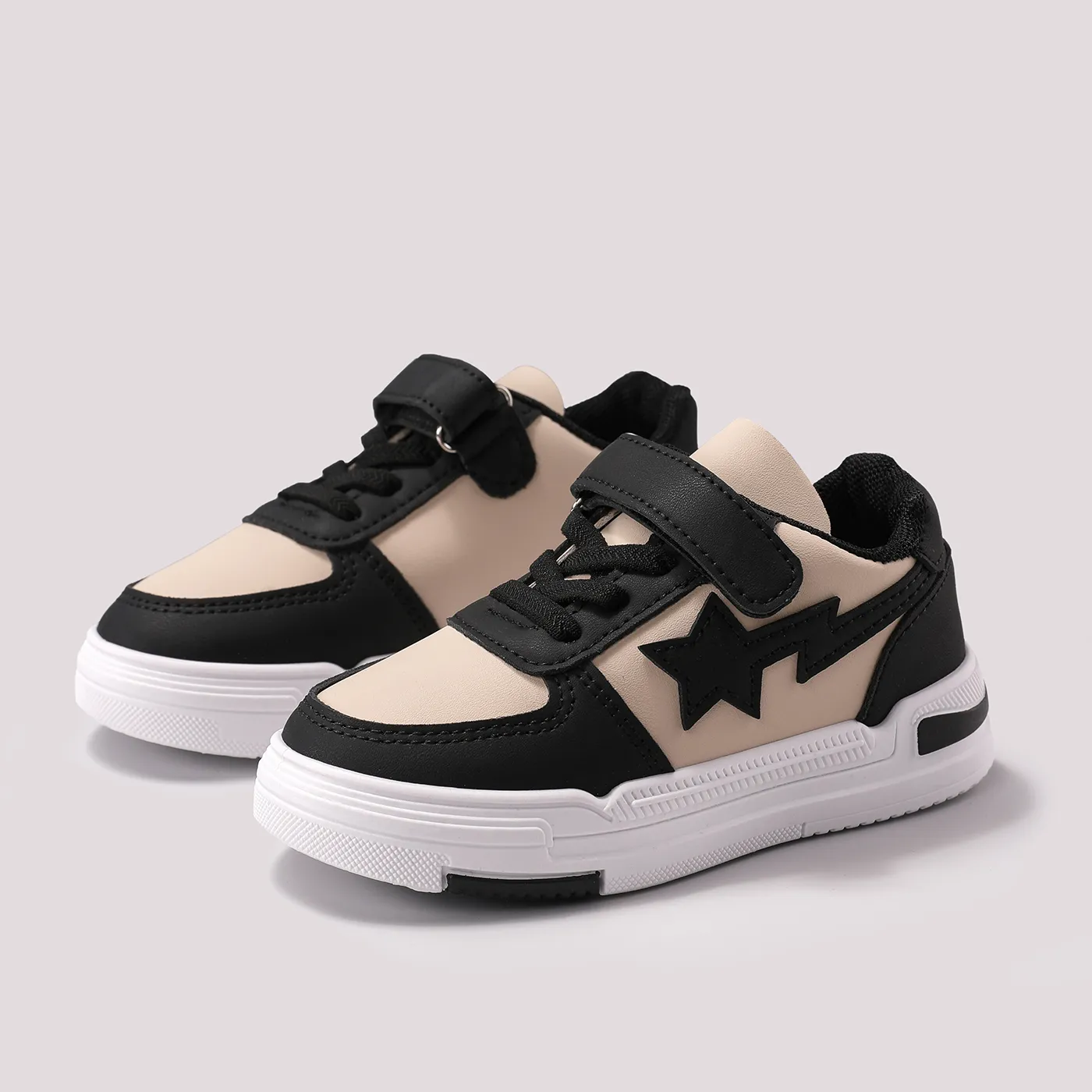 Kids Sneakers Star Pattern Color-block Velcro Sports Shoes