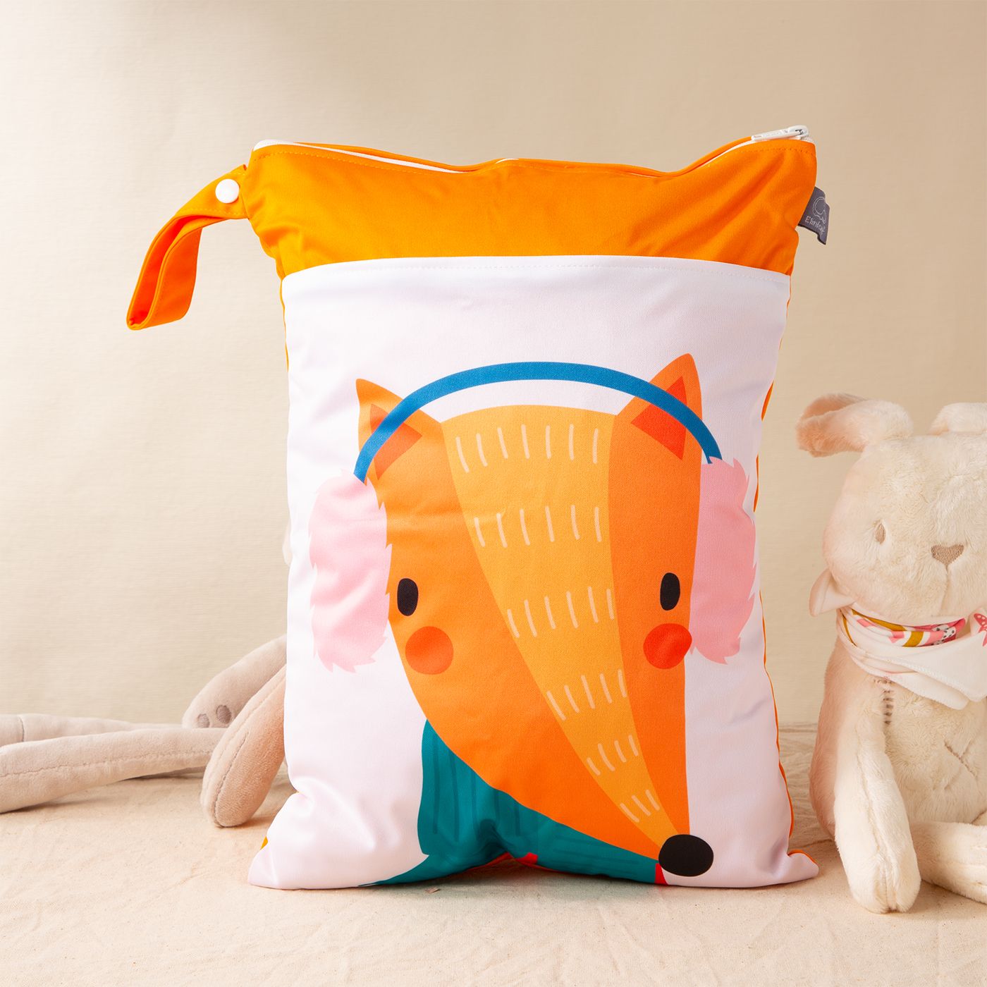 Cute Double-Zipper Waterproof Bag For Storing Baby's Diapers
