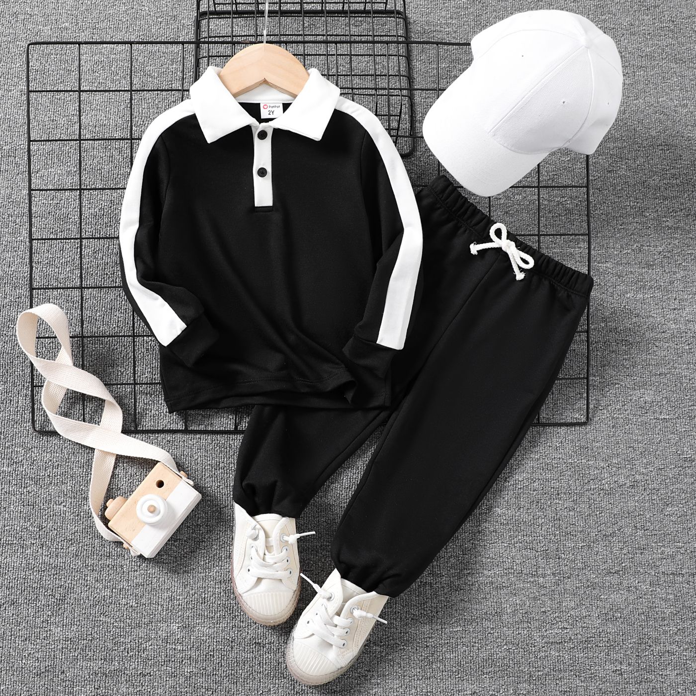 

2pcs Toddler Boy Solid Color Casual Set with Shirt Collar
