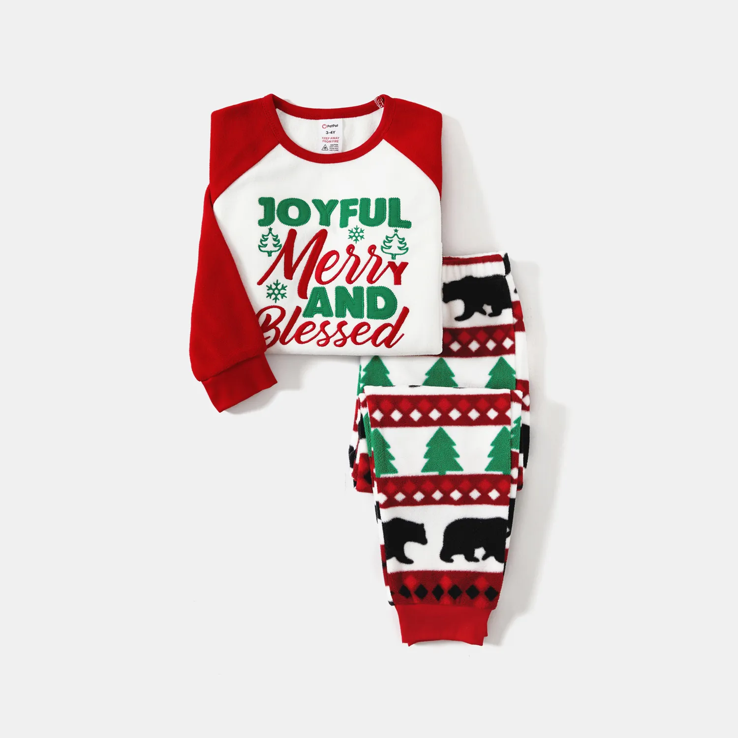Christmas Family Matching Letters & Bear Print Long-sleeve Pajamas Sets(Flame Resistant)   image 6