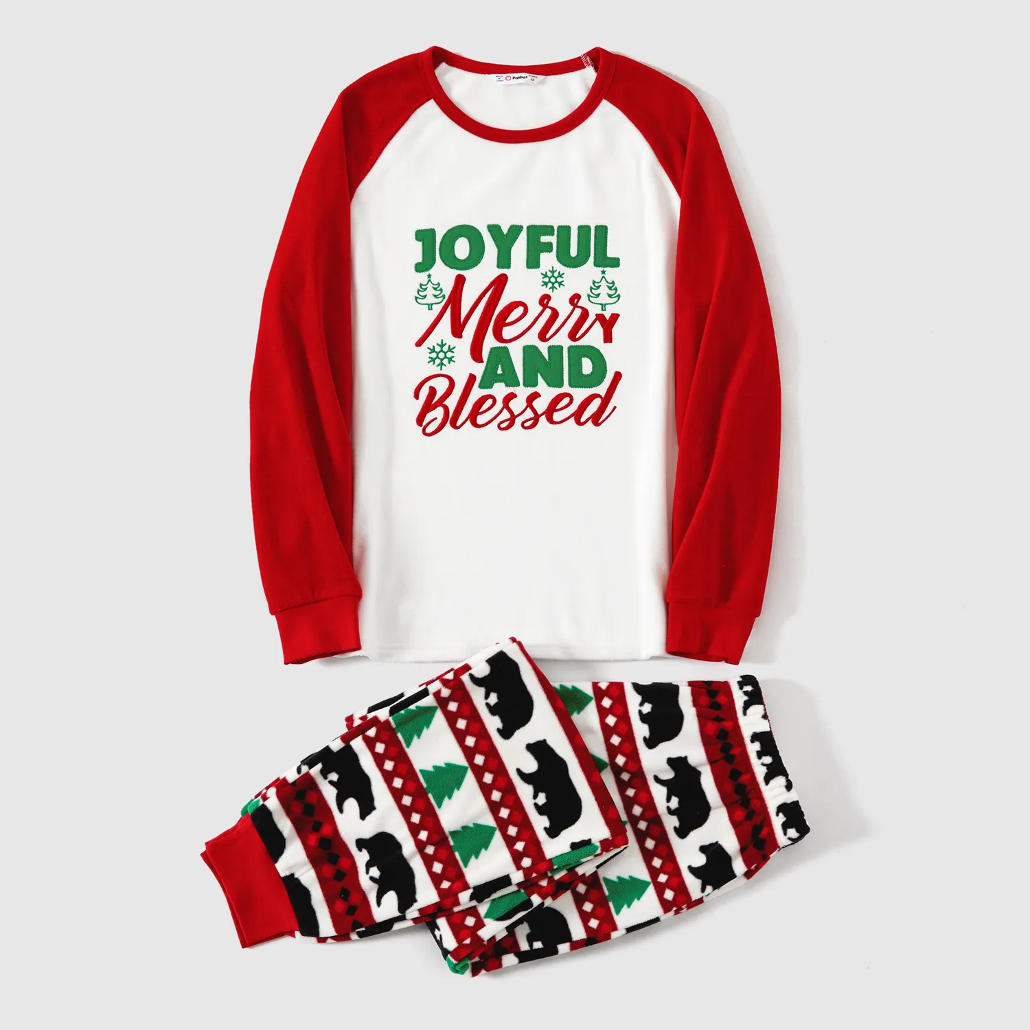 Christmas Family Matching Letters & Bear Print Long-sleeve Pajamas Sets(Flame Resistant)