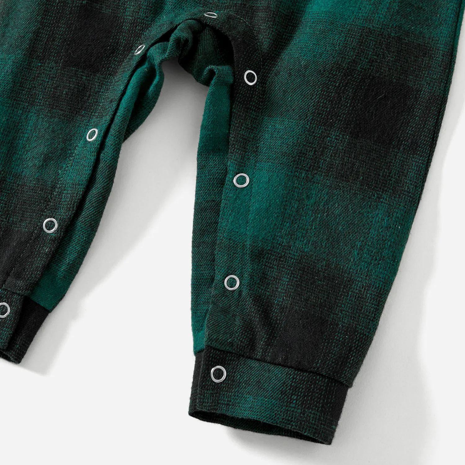 Family Matching Casual Plaid Long-sleeve Belted Dresses & Tops Sets Dark Green image 5