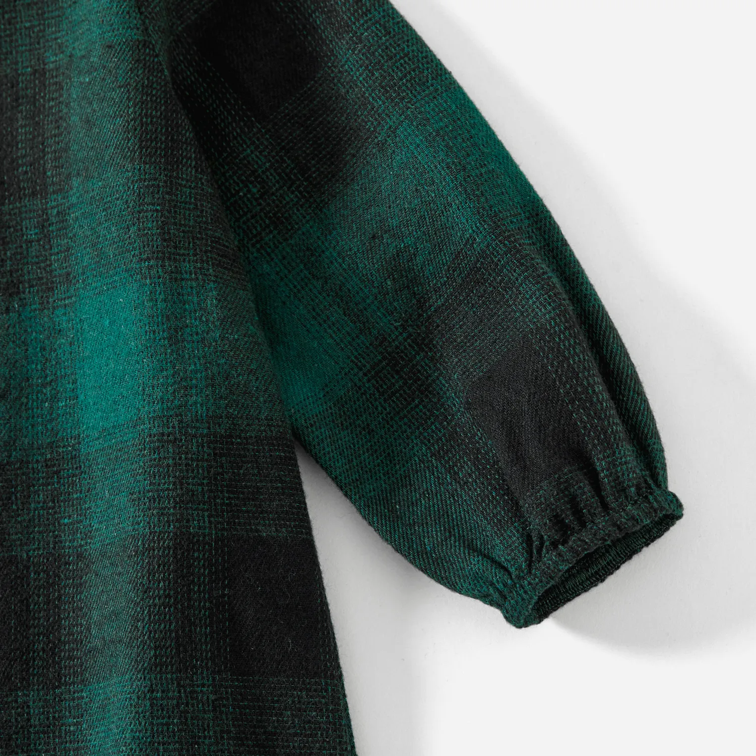 Family Matching Casual Plaid Long-sleeve Belted Dresses & Tops Sets Dark Green image 4
