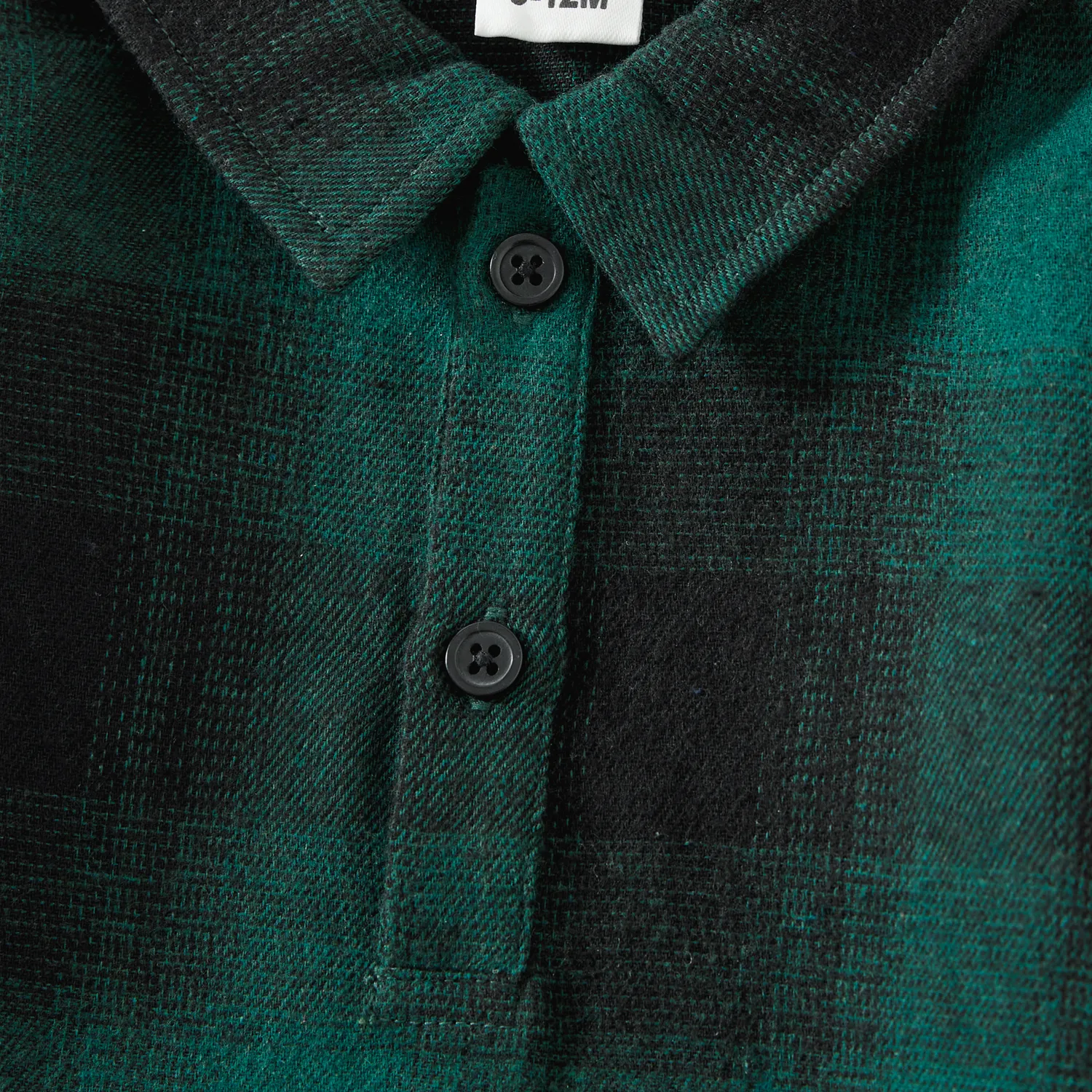 Family Matching Casual Plaid Long-sleeve Belted Dresses & Tops Sets Dark Green image 3